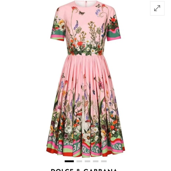 Dolce & Gabbana Dresses & Skirts - Dolce & Gabbana Pink Floral cotton logo Midi Dress Sz 16